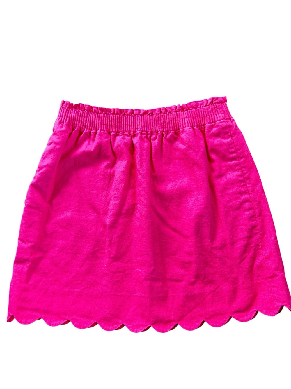 J-Crew Women’s 4 Scallop Skirt Hot Pink Linen Cotton Blend‎